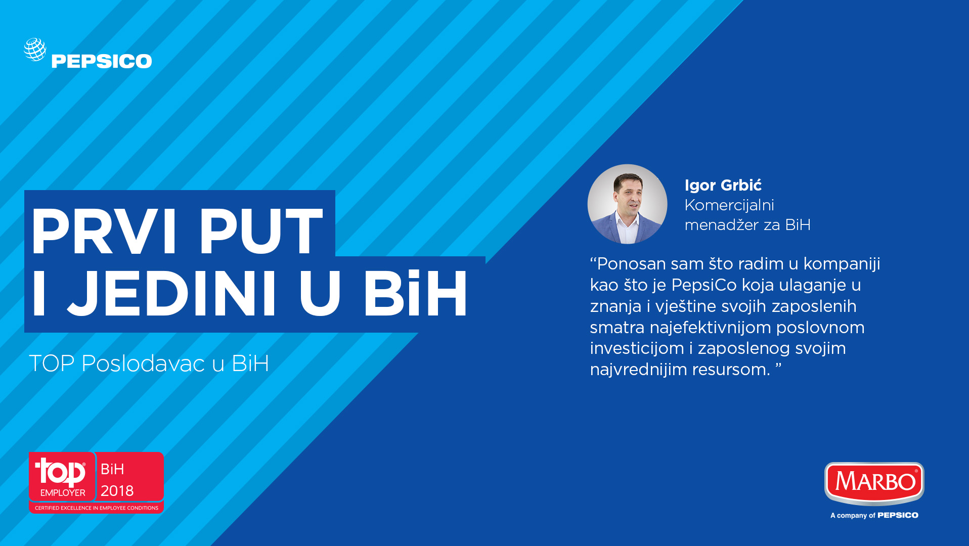 Kompanija Pepsico za Zapadni Balkan jedini dobitnik Top Employer priznanja u Bosni i Hercegovini